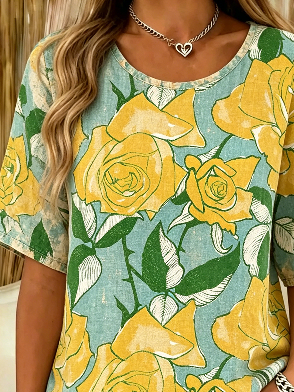 Casual Cotton-Blend Floral T-Shirt