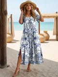 Women's Vintage Art Floral Print Dress