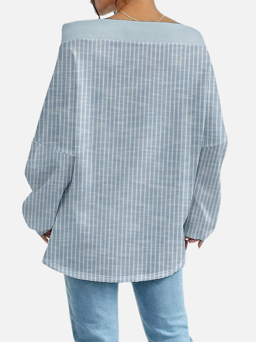 Women's Sweatshirt Striped Pattern Fashionable Everyday Street Off-Shoulder Drawstring Top