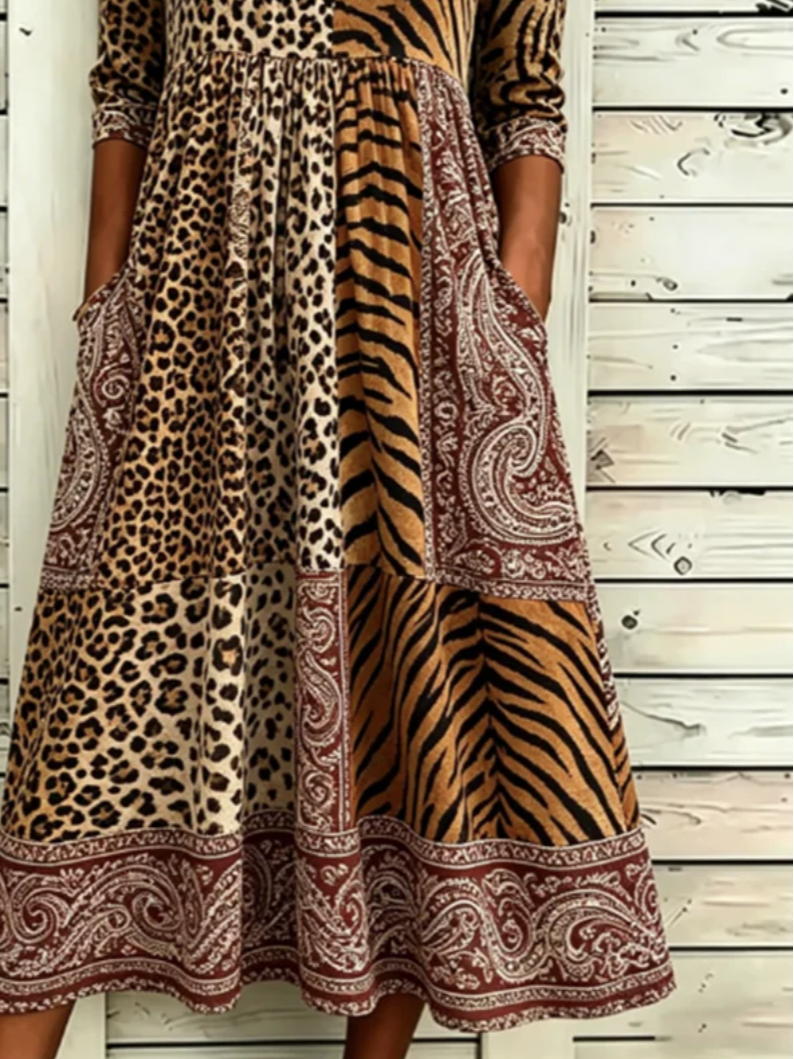 Loose Leopard Others Elegant Dress With No