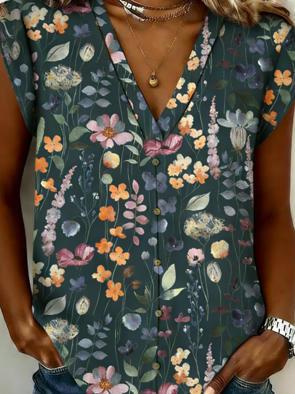 Vintage Floral Others Cotton T-Shirt
