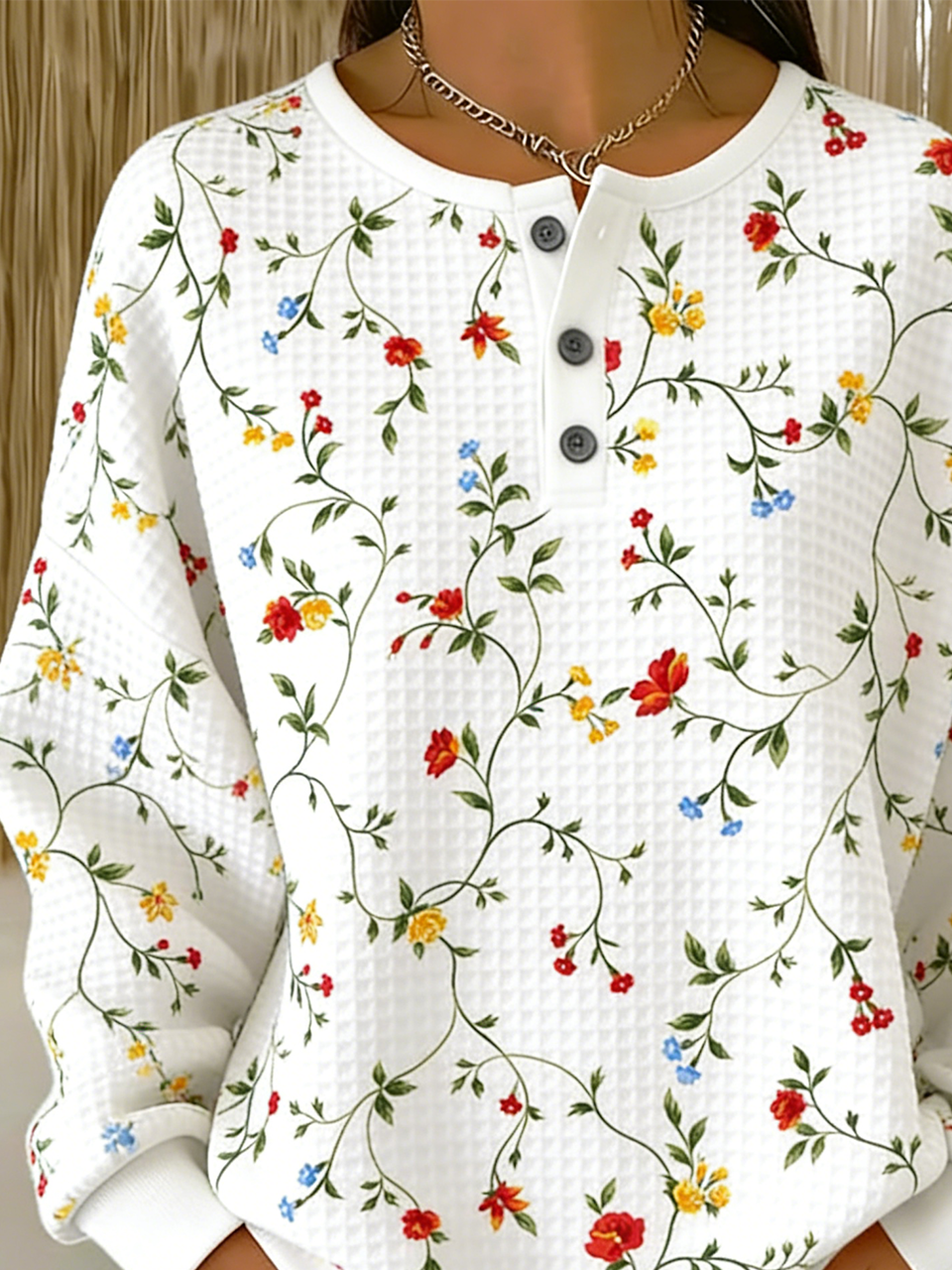 Floral Others Loose Casual Sweatshirt