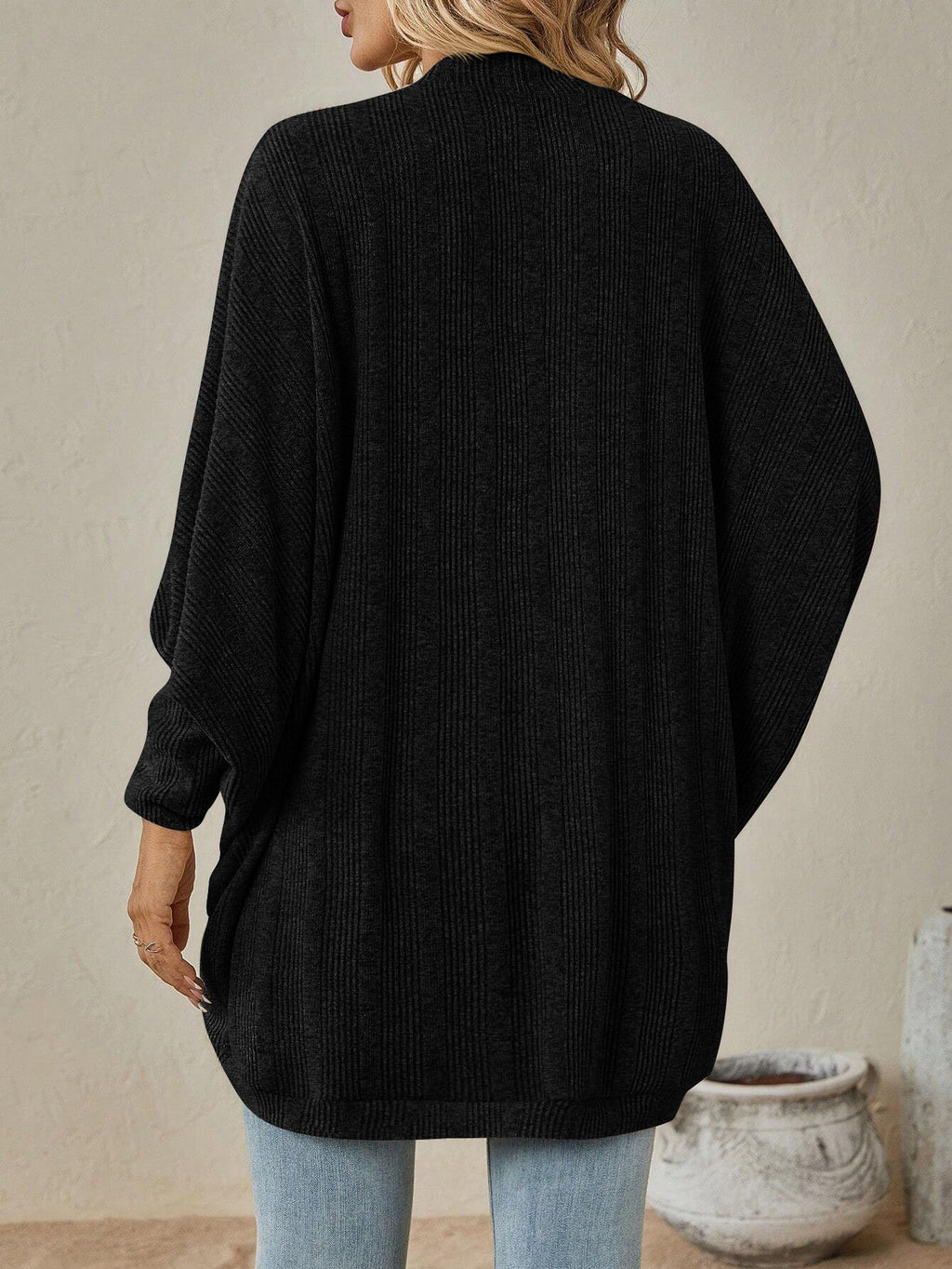 Vintage Wrap Solid Color Mid-length Knitted Cardigan