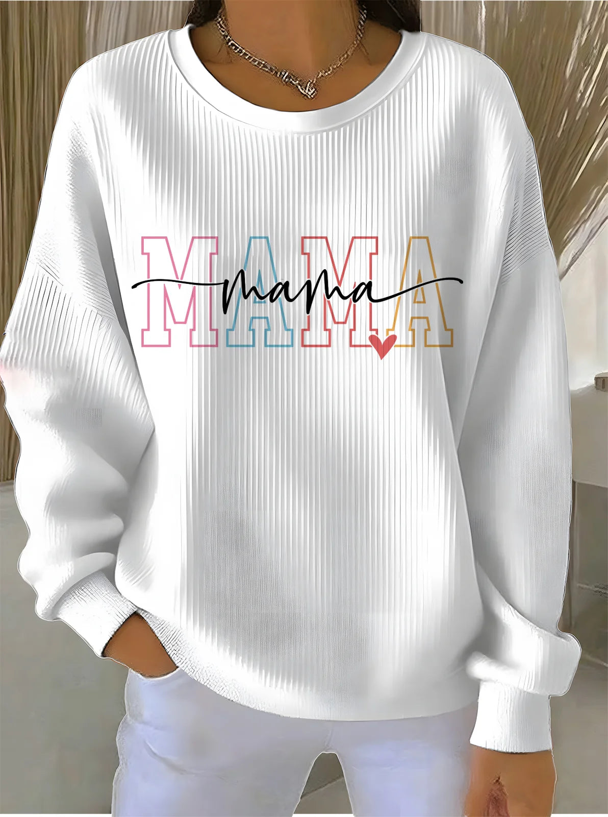 Crew Neck Letter Pattern Simple Sweatshirt