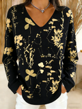 Loose Casual Geometric V Neck T-Shirt