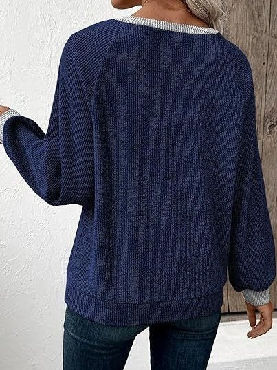 Split Joint Loose Simple Color Block Sweatshirt