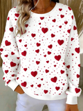 Cotton-Blend Casual Loose Heart/Cordate Sweatshirt