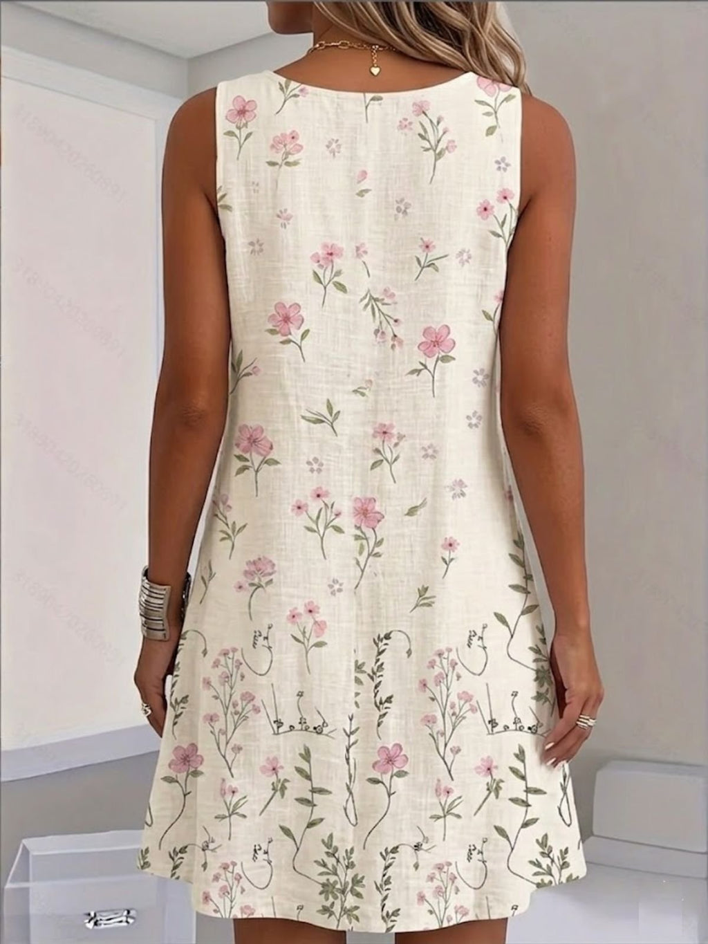 Floral Half Open Collar Casual Dress With No