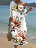 Women's Floral Print Spring Crew Neck Dress