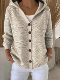 Women Casual Floral Hoodie Long Sleeve Cardigan