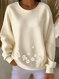 Crew Neck Simple Floral Sweatshirt