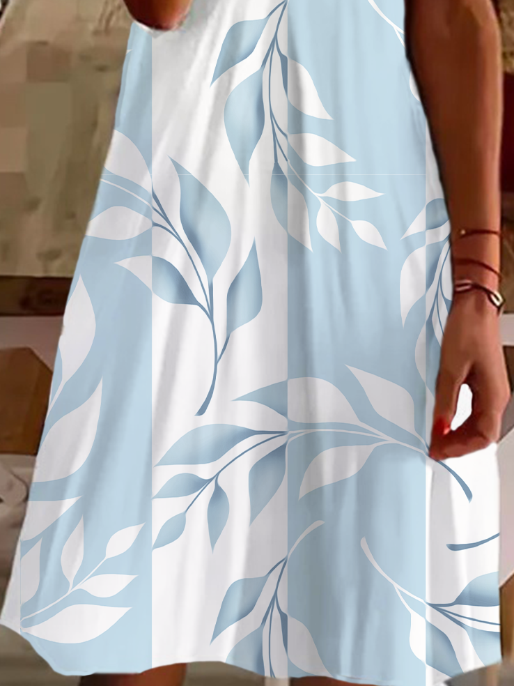 Women's Floral Spring Print Casual V-Neck Short Sleeve Dress