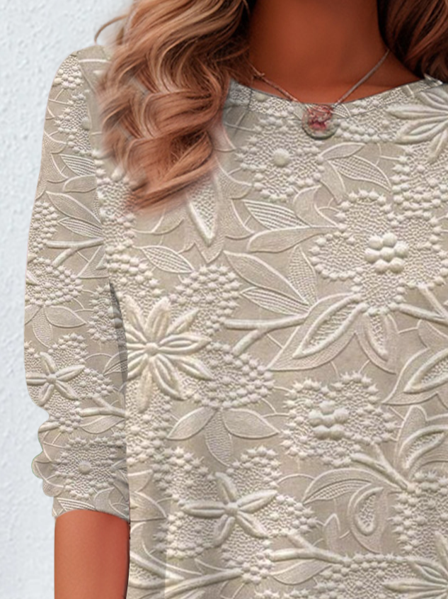 Women's Floral Print Casual Round Neck Tunic T-Shirt