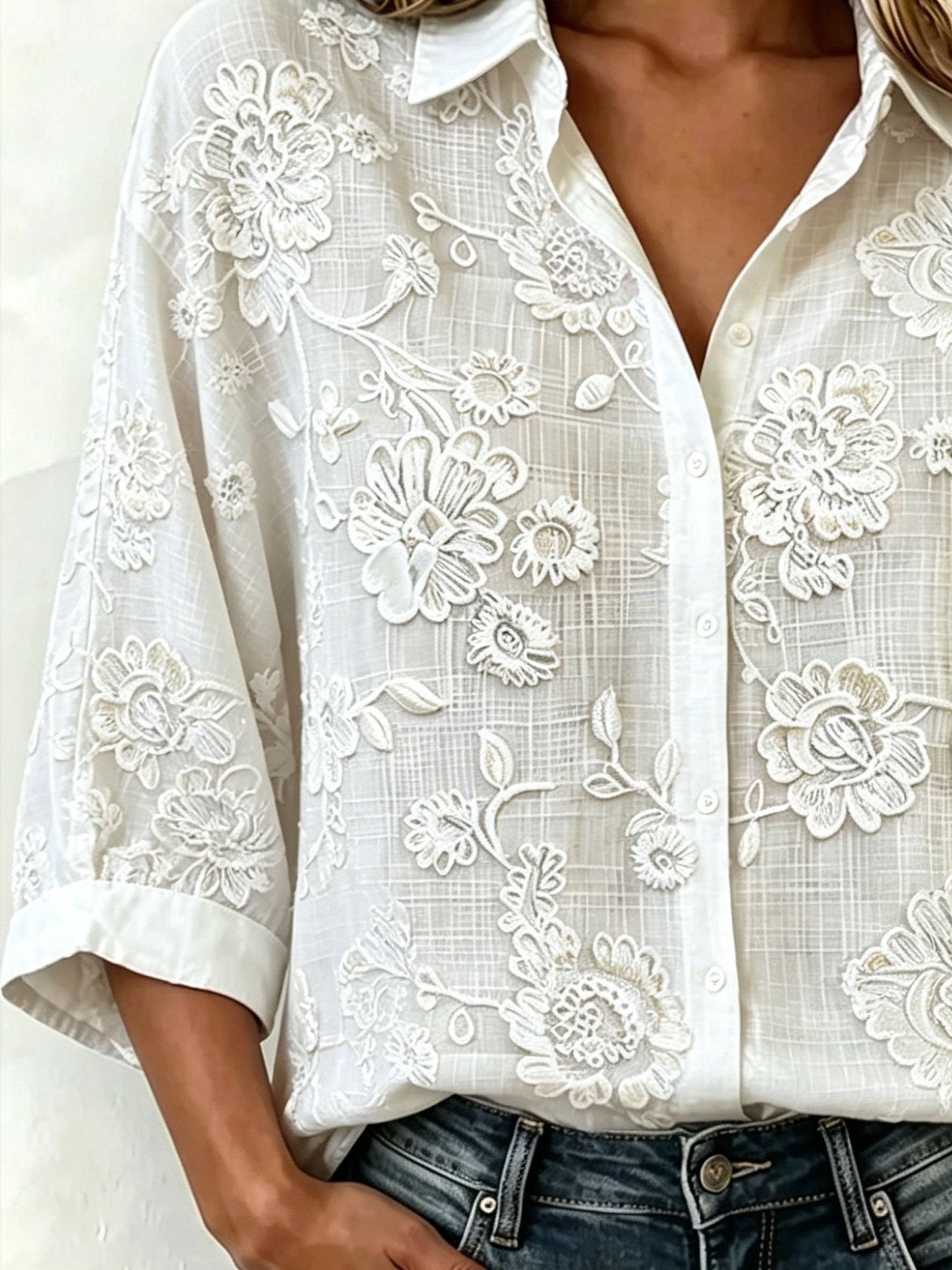 3D Printing Loose Elegant Abstract Floral Casual Shirt
