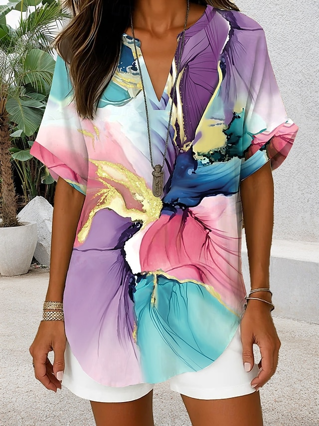 Abstract Graphic Elegant Blouse