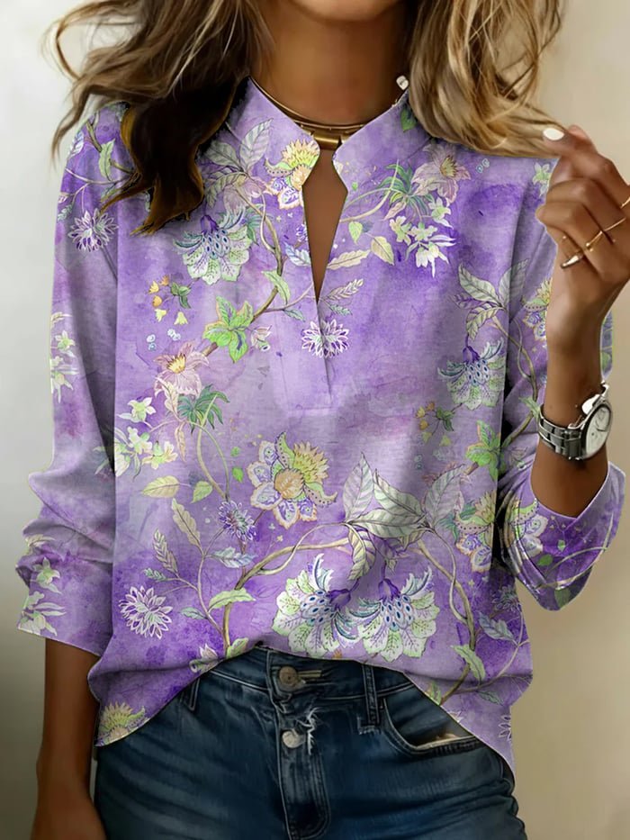 Women's Vintage Floral And Botanical Print Art Shirt