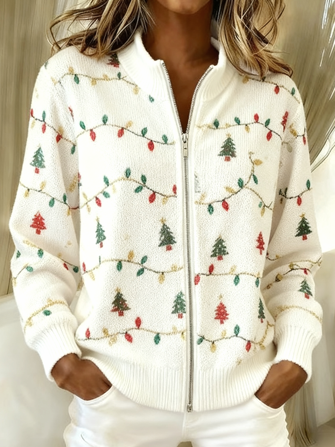 Loose Simple Others Wool/Knitting Cardigan