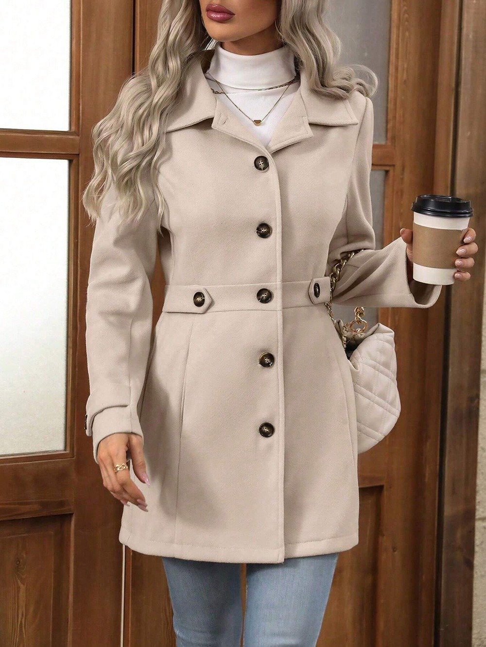 Shawl Collar Plain Regular Fit Casual Jacket