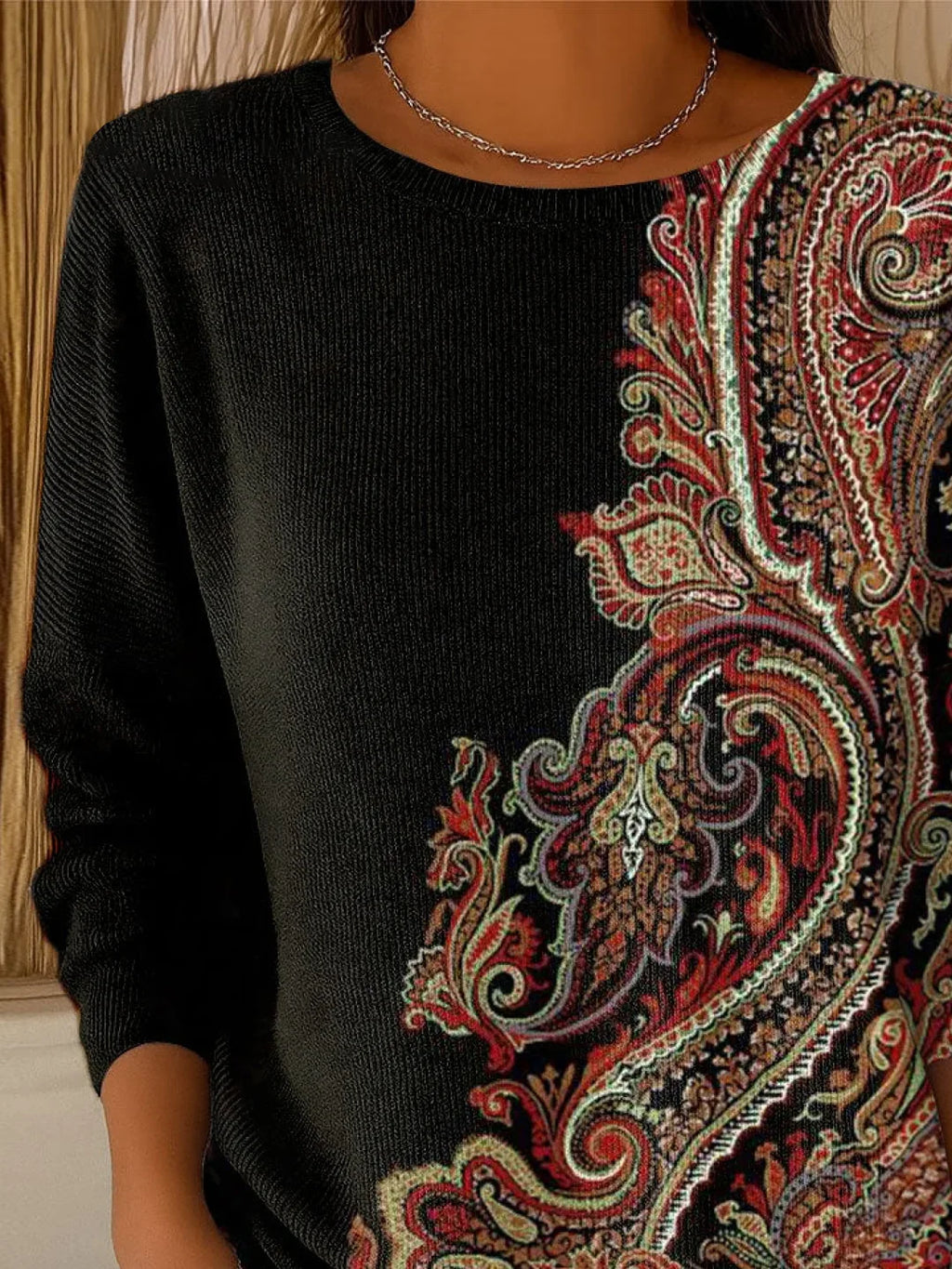 Casual Crew Neck Printing Sweater