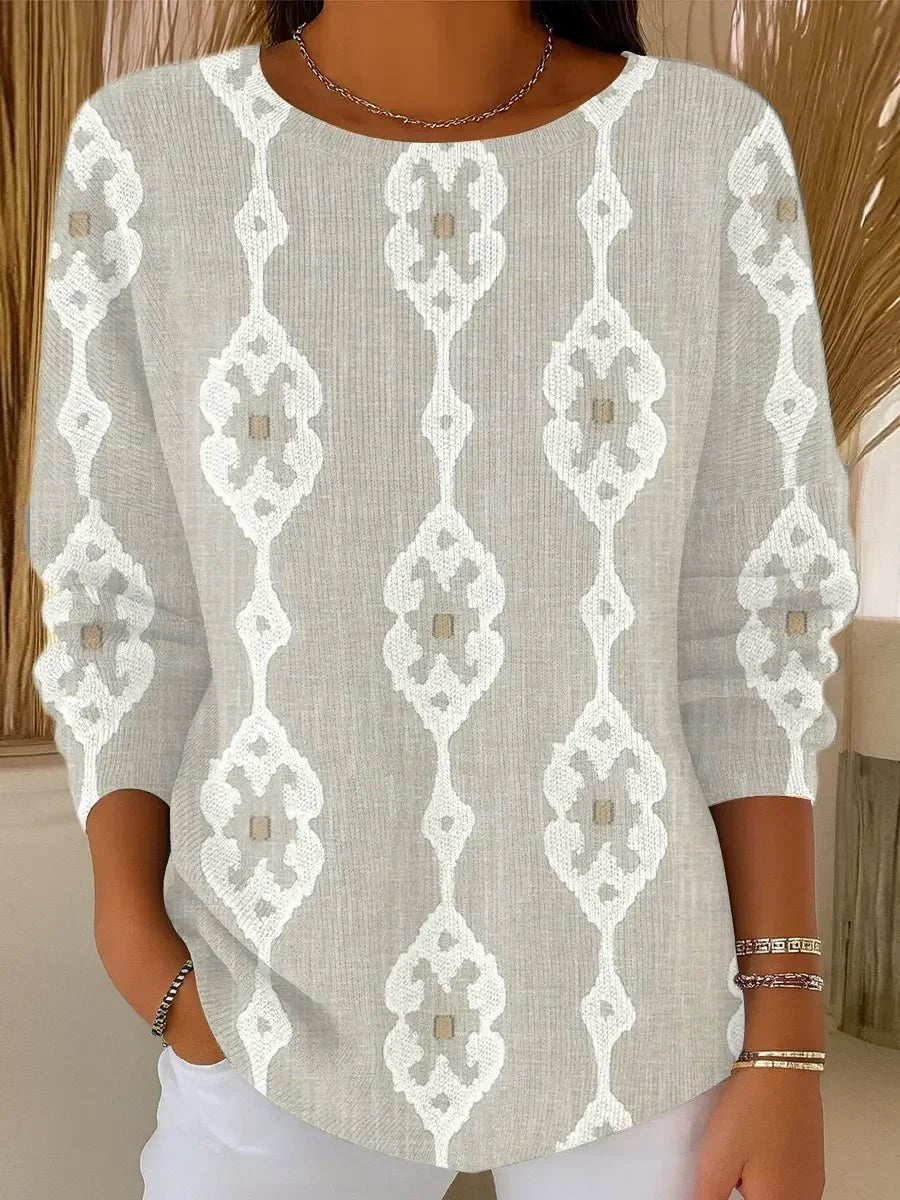 Simple Crew Neck Regular Fit Printing Sweater