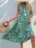Ethnic Geometry Casual Viscose V Neck Sleeveless Vacation Summer Elegant Maxi Dress