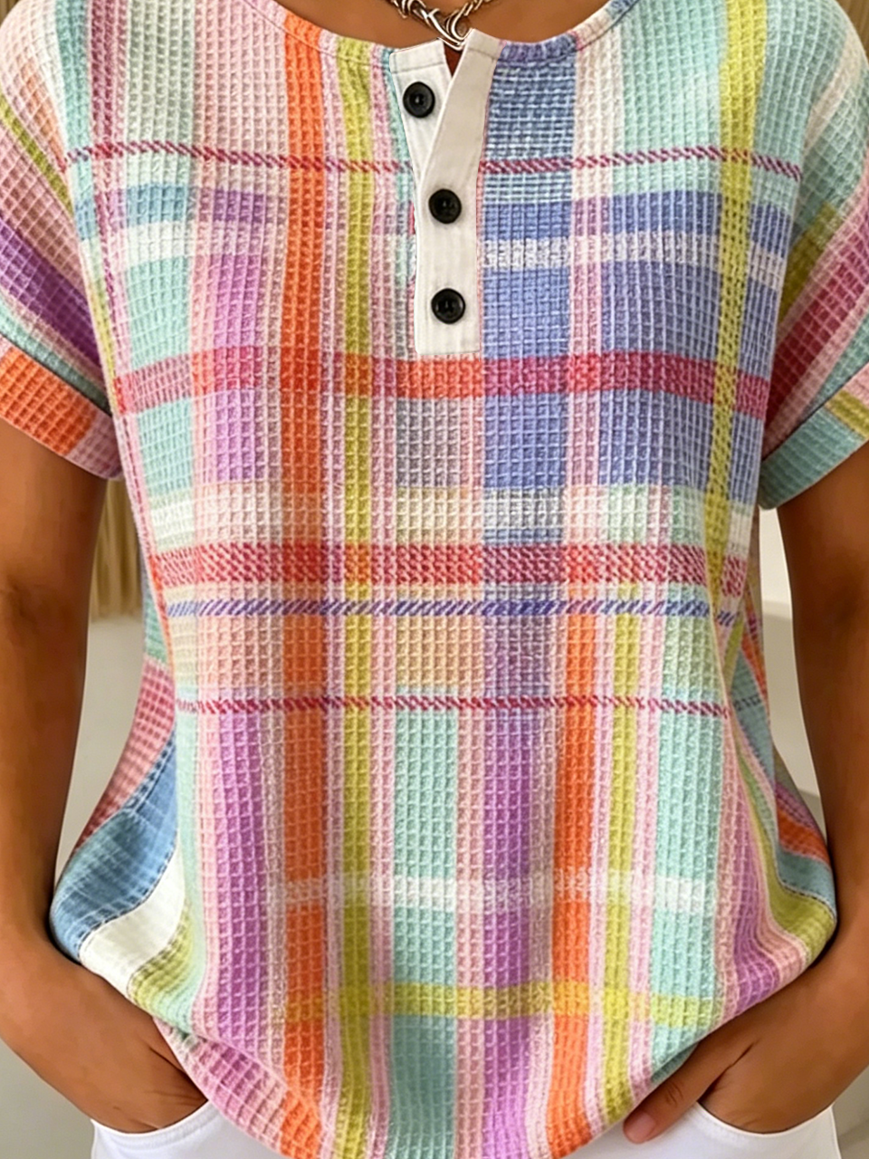 Loose Vintage Others Plaid T-Shirt