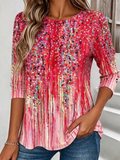Gradient Pattern Crew Neck Casual T-Shirt
