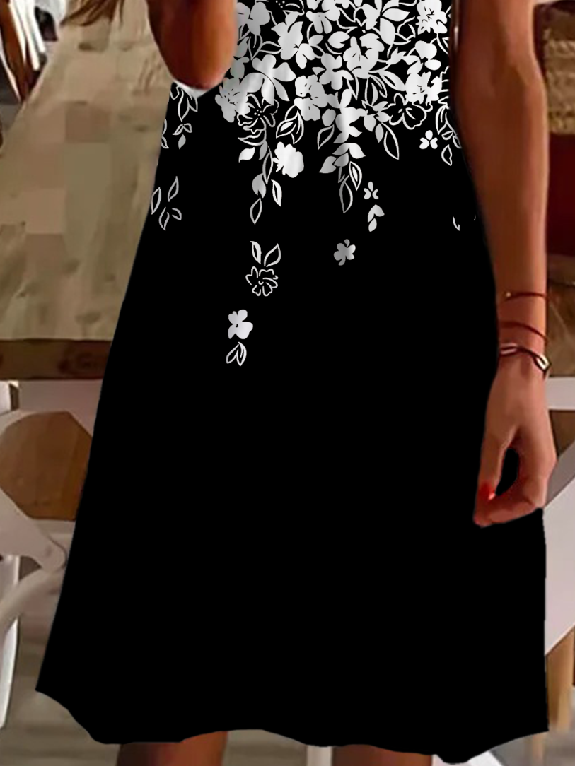 Women's Floral Spring Print Casual V Neck Short Sleeve Dress