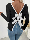 Loose Elegant Multicolor Block Crew Neck T-Shirt