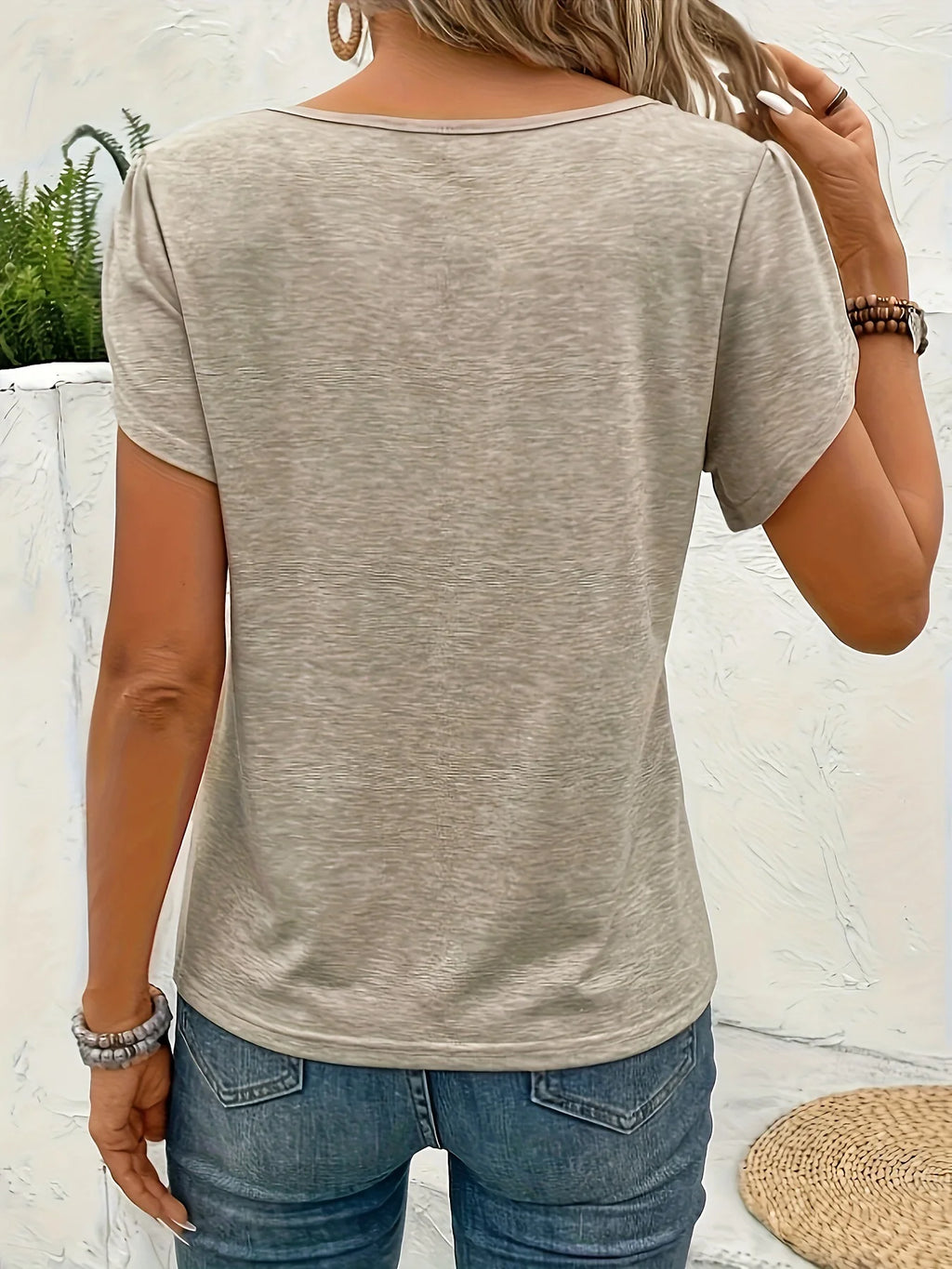 Women Lace Patchwork Short Sleeve Crew Neck Summer Going Out Casual T-Shirt