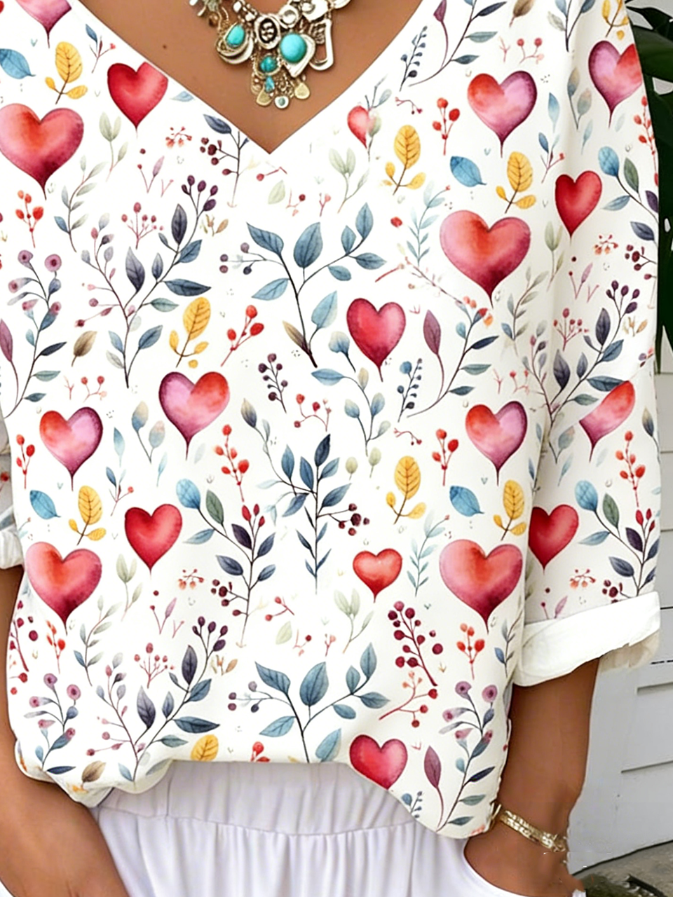 Loose Jersey Vintage Heart/Cordate T-Shirt