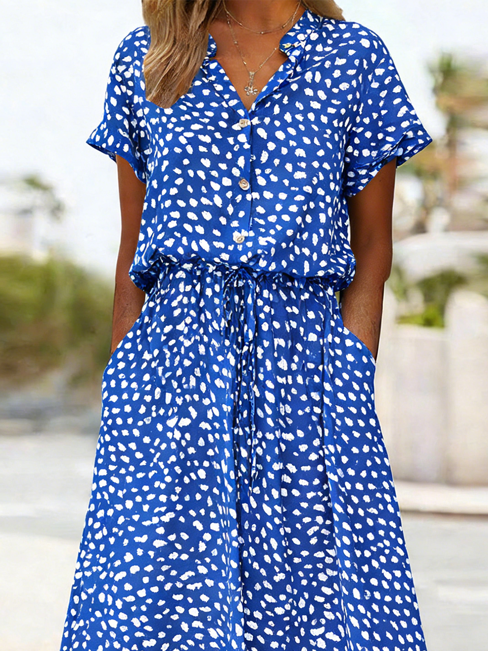 Abstract Polka Dots Elegant Others Loose Dress With No