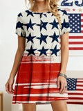 Women's 250th Anniversary Of The Founding Of the United States Independence Day Vintage Short Sleeve Crew Neck A-Line 3D Printing Daily Going Out Casual Mini Dress