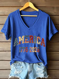 Women's USA 1776-2026 Print Casual T-Shirt