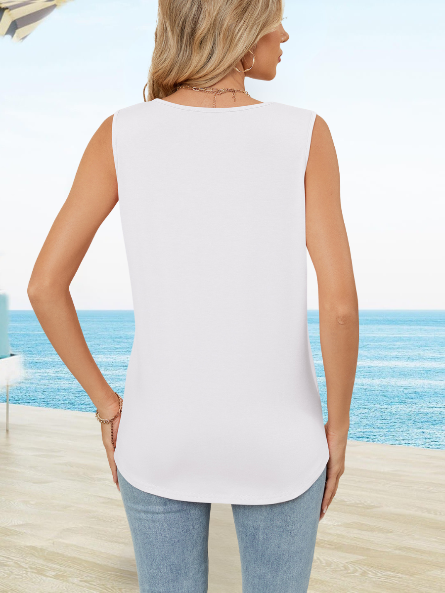 Women's Sleeveless Tank Top Summer Pink Plain Split Joint Polyester Cotton Crew Neck Daily Going Out Simple Top