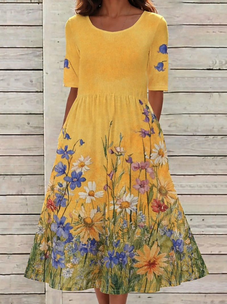 Cotton-Blend Vintage Dress With No