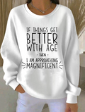 Letter Pattern Crew Neck Vintage Loose Sweatshirt