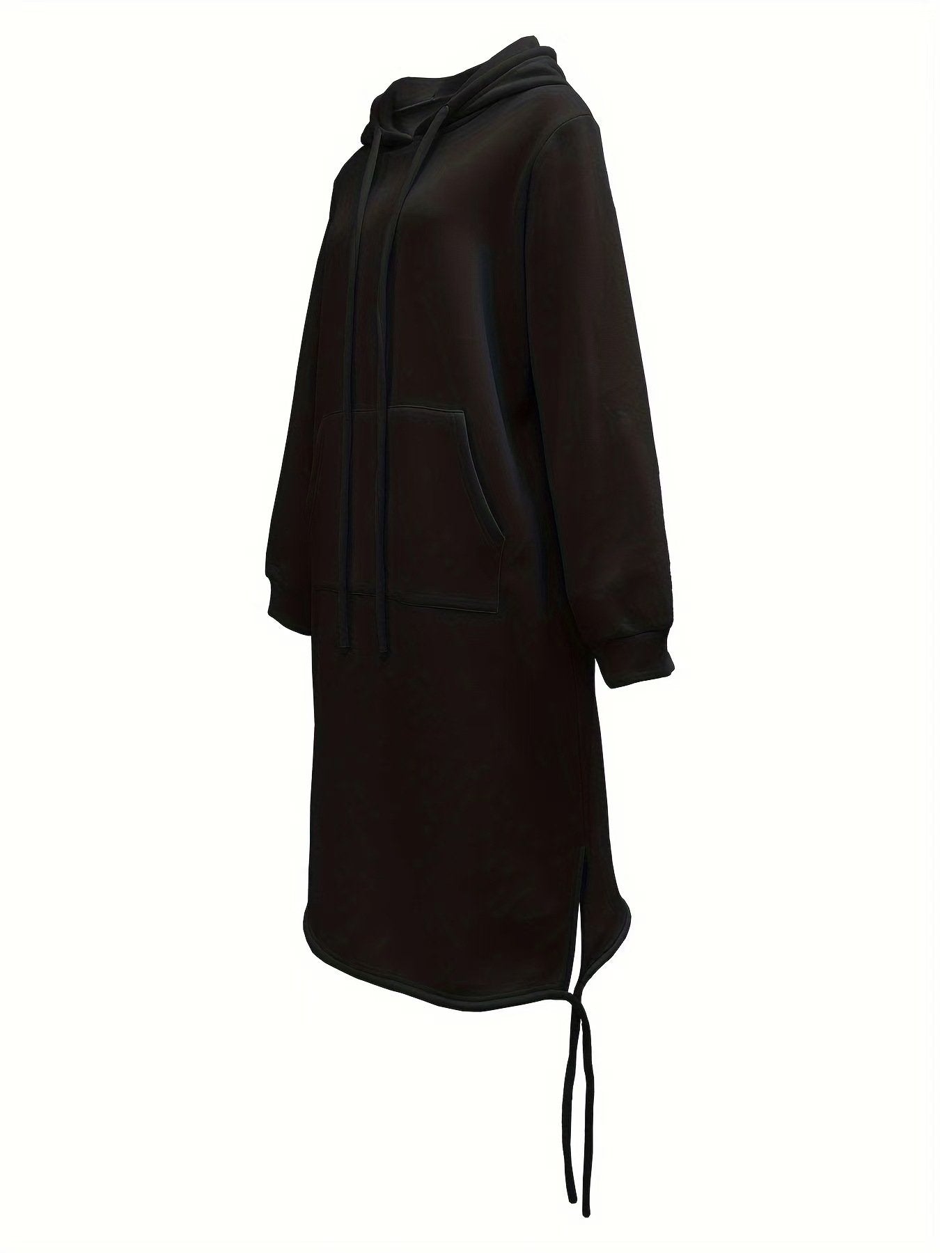 Women's Long Sleeve Spring/Fall Green Plain Split Joint Hooded Daily Going Out Vintage Maxi A-Line Hoodie Dress