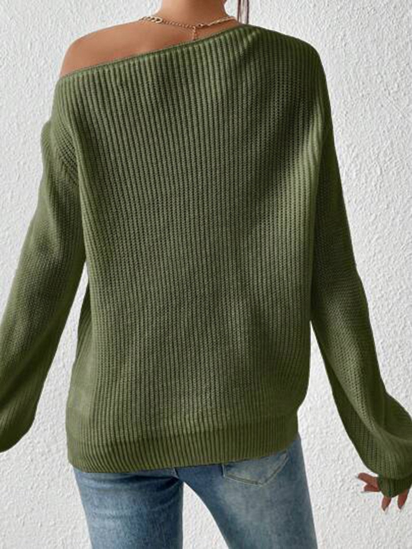 Casual Regular Fit Off The Shoulder Sweater