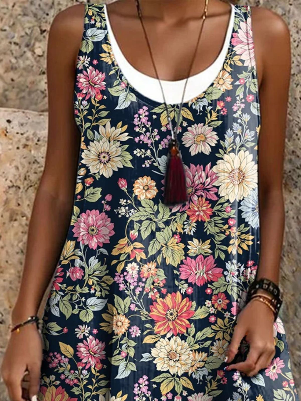 Casual Regular Fit Floral Dress With No