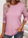 Striped Simple Crew Neck Loose T-Shirt
