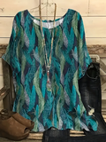 Vintage Dolman Sleeve Crew Neck Abstract Graphic T-Shirt