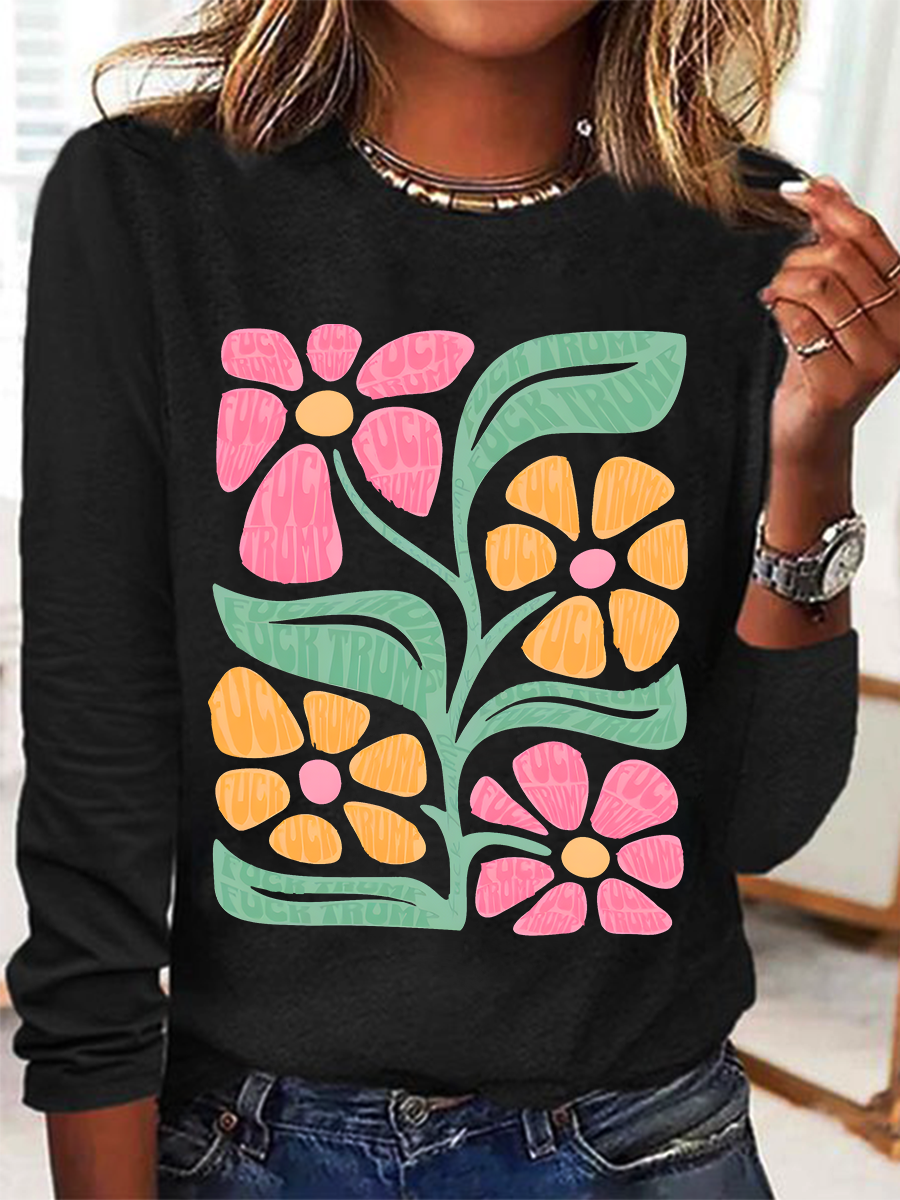 Women’s Graphic T-Shirt Retro Flower Print Casual blouse