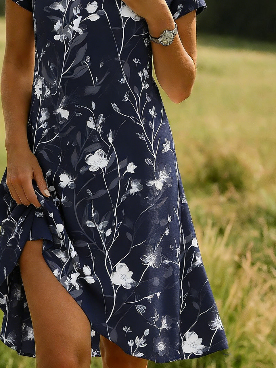 Floral Elegant Loose Shirt Dress With No