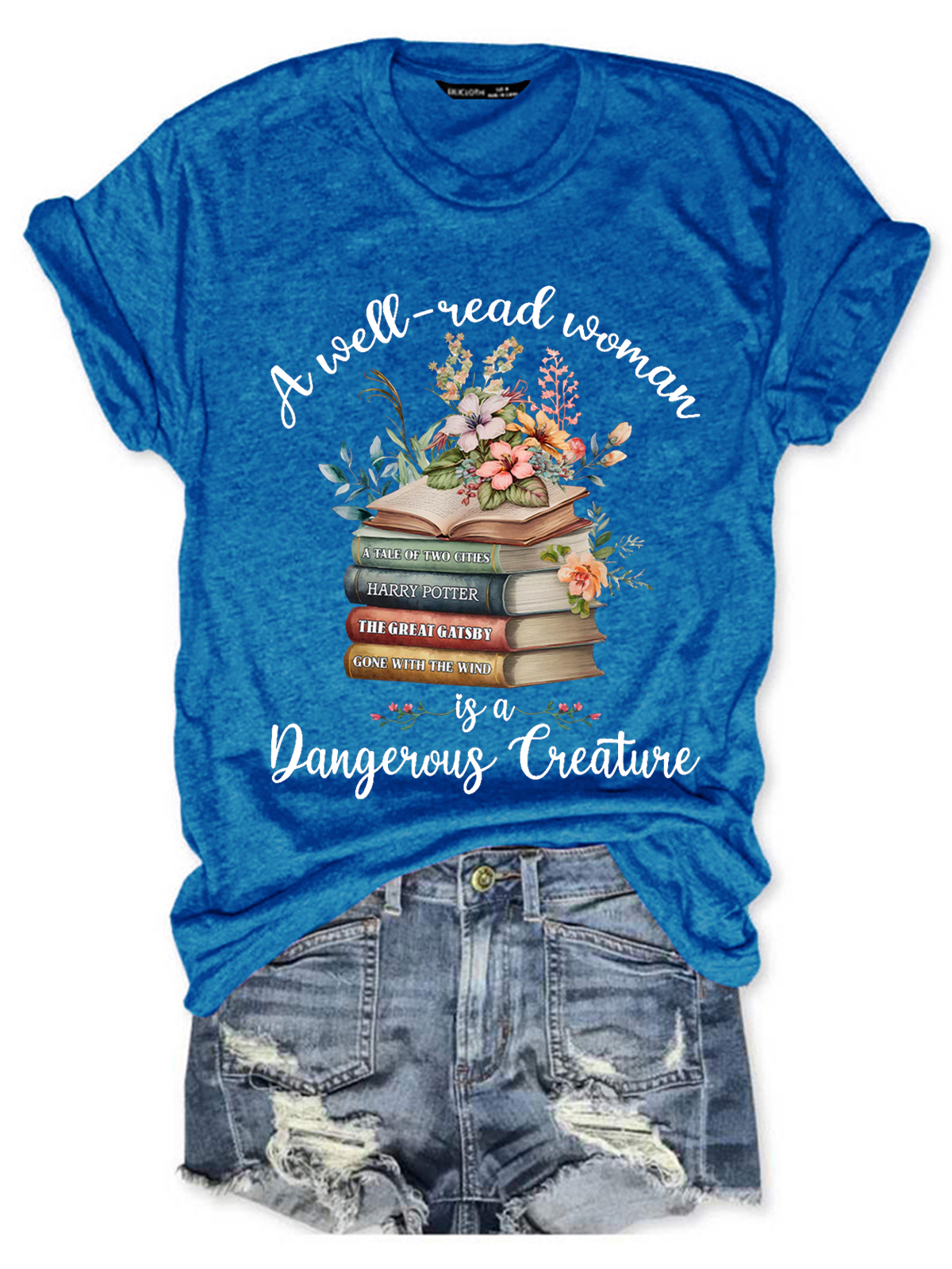 Bookshelf A Well Read Woman Is A Dangerous Creature Book Lovers Simple Loose T-Shirt