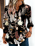 Floral Elegant Loose V Neck T-Shirt