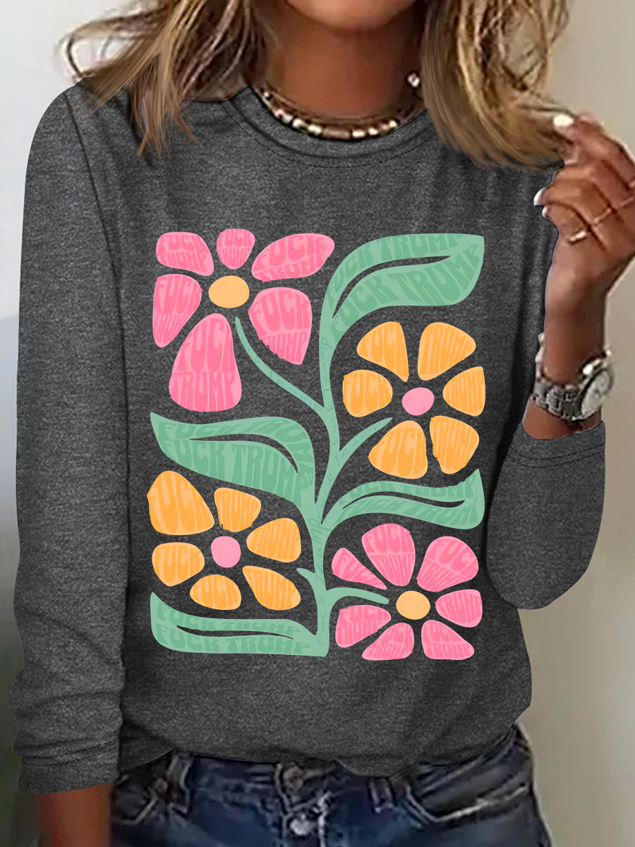 Women’s Graphic T-Shirt Retro Flower Print Casual blouse