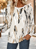 Simple Crew Neck Loose Plaid Sweatshirt