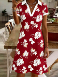 Loose Shawl Collar Casual Shirt Dress With No