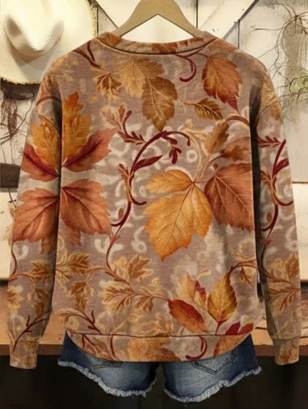 Casual Maple Leaf Printing Sweatshirt
